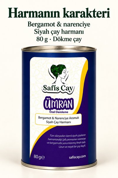 Safiş Çay Ümran Bergamot ve Narenciye Aromalı Demleme Siyah Çay Harmanı 80 g