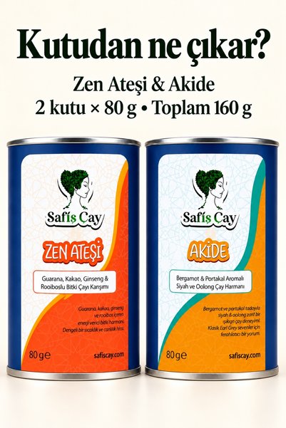Safiş Çay Güçlü Başlangıç Paketi Zen Ateşi Bitki Çayı ve Akide Çay Seti 2 x 80 g