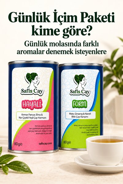 Safiş Çay Günlük İçim Paketi Hayali Yeşil Çay ve Form Bitki Çayı Seti 2 x 80 g