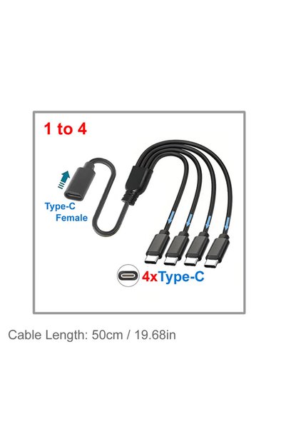 Choice كابل مقسم USB C من 1 إلى 4 × Type-C كابل تمديد ذكر أنثى من النوع C من ...