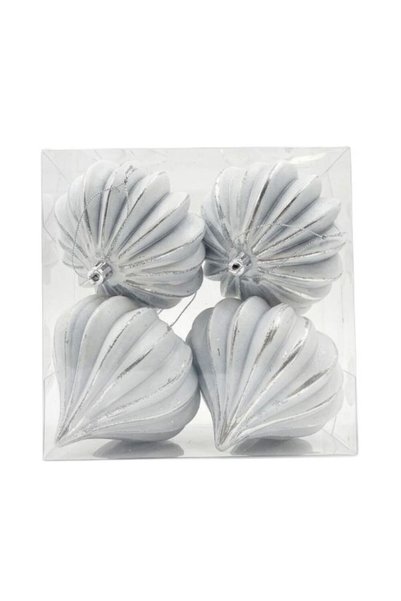 Noname Set of white Christmas balls 4 pieces 10 x 7.5 x 7.5 cm
