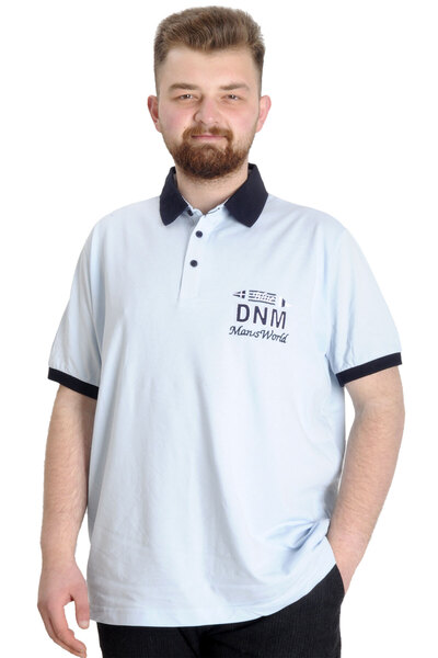 ModeXL Mode XL Large Size Men's Polo T-Shirt Dnm 23343 Blue