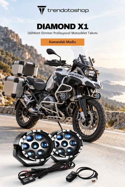 C9 E-Mark Onaylı Diamond X1 Dimmer 160 Watt Profesyonel Motosiklet Sis Far Ta...