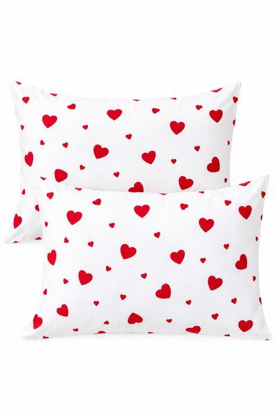 MORE HOME Covered Pillow Case (2 Pieces) 50 X 70 cm Heart Pattern