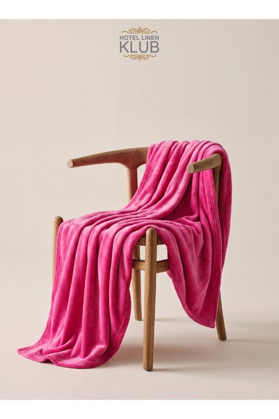 Hotel Linen Klub Double-Flannel Micro-Fleece Throw Blanket, 200 x 220 cm, Fuc...