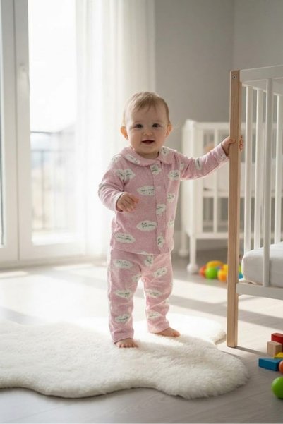 BUUFUU Baby Girl Children's Cotton Patterned Pajama Set Gift