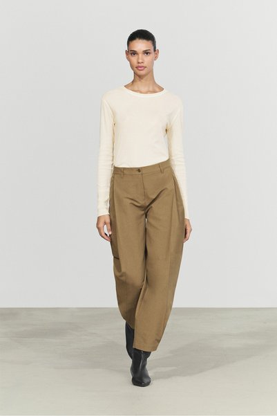 Massimo Dutti Pamuklu, manşet detaylı uzun kollu t-shirt