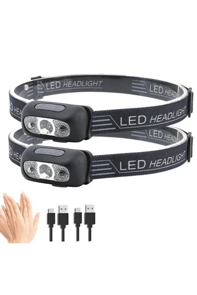 Choice 2 PCS Powerful Sensor Adjustable Led Head Flashlight USB Rechargeable ...