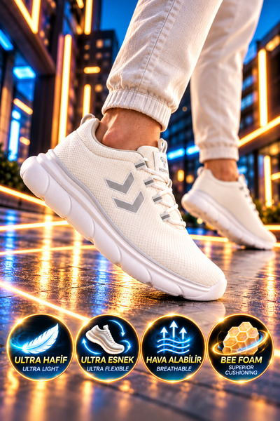 hummel Beyaz Fileli Hafif Esnek Unisex Sneaker Spor Ayakkabı Tyro II