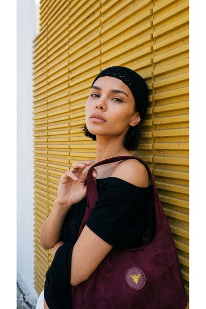 BeeBlack Bordo Bee Model Bordo süet Kadın Omuz Çantası- kadın süet Su geçirmez omuz çantası