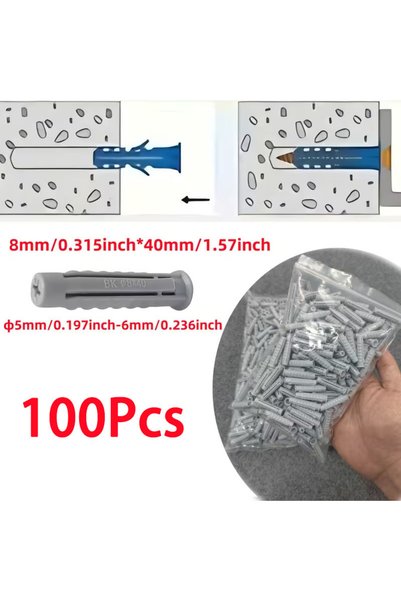 choice2 100 قطعة 8x40 مم 50 قطعة سدادات تمدد بلاستيكية شديدة التحمل - سدادات ...