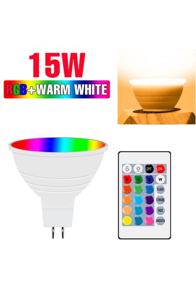 Choice غطاء شفاف MR16 RGB مصباح LED أبيض دافئ 15 واط RGB تيار متردد 220 فولت ...