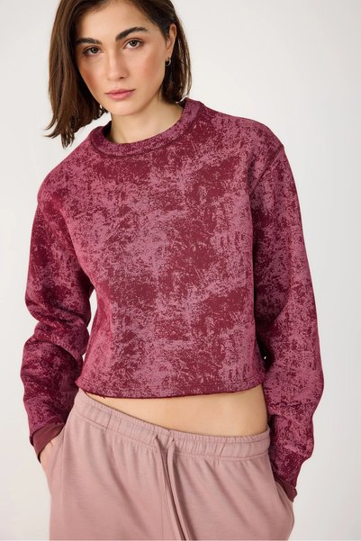 No Matter What Kadın Yıkamalı Basic Crop Sweatshirt Bisiklet Yaka Uzun Kollu ...