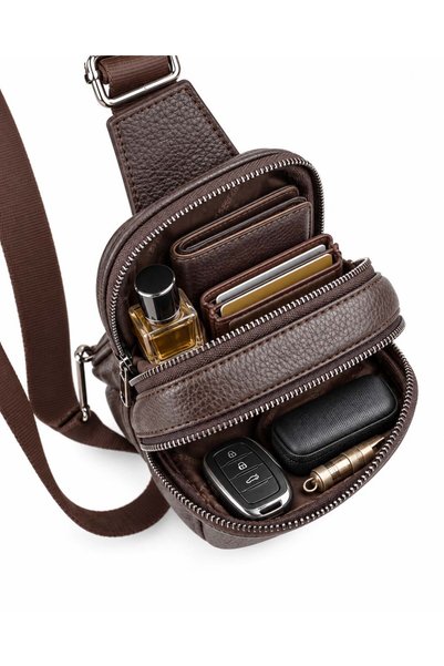 deri,se club Men's Brown Shoulder Bag Chest Bag Body Bag Purse