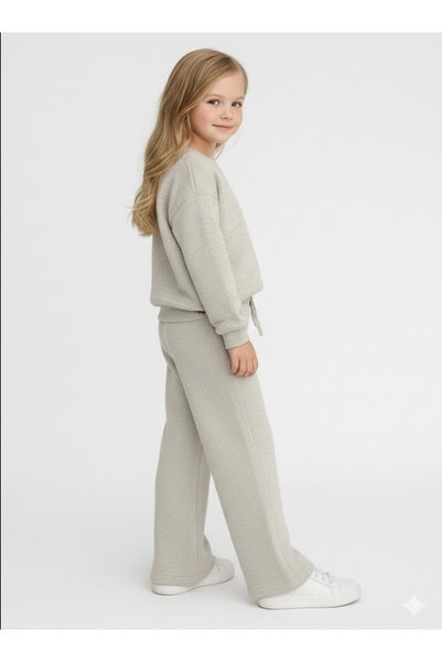 ADA YILDIZ KİDS Girls' Knit Sweater Set Beige Color Bottom, Top 6/14 Years