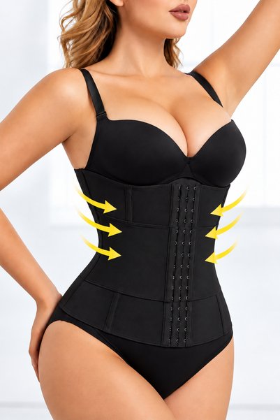 SAUNA SUIT Corset din latex cu agățătoare, pentru modelarea taliei, cu aspect...
