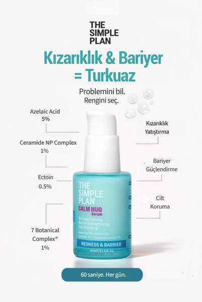 The Simple Plan Calm Hug Kızarıklık & Bariyer Bakım Seti - Serum + Tonik + Temizleyici (Çanta Hediyeli 3'lü)