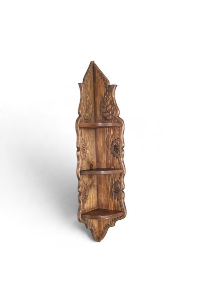 Otantik Çarşı Otantik Çarşı Ahşap El Oyması Köşe Raf 85x15x15 cm.