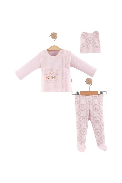 Melish Bebe Sweat Dream 3lü Hastane Çıkışı Yenidoğan PEMBE