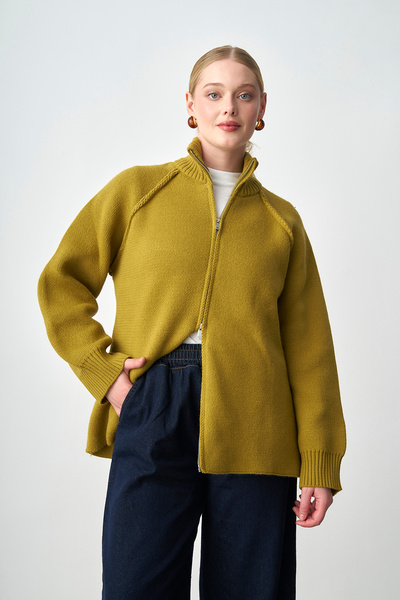 salisburys Molly Nelly Kadın Oversize Triko Çift Fermuarlı Hırka