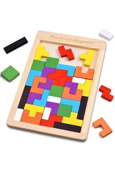 OEM Εκπαιδευτικό ξύλινο Puzzle Tetris Wood Intelligence SDS-26138