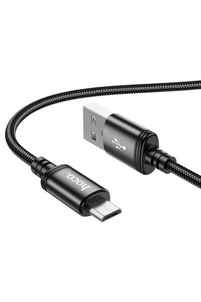 Hoco X89 Braided καλώδιο USB-A σε microUSB - 2.4A, 1m σε μαύρο χρώμα