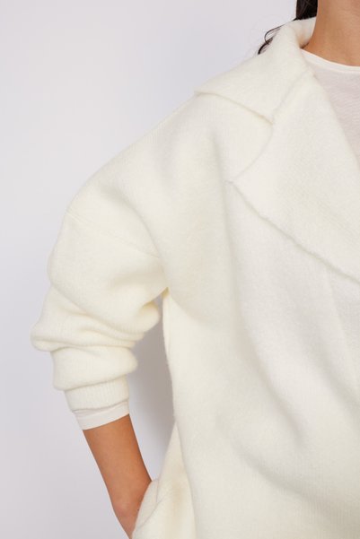 Nisan Kruvaze Collar Oversize Knitwear Sweater Ecru