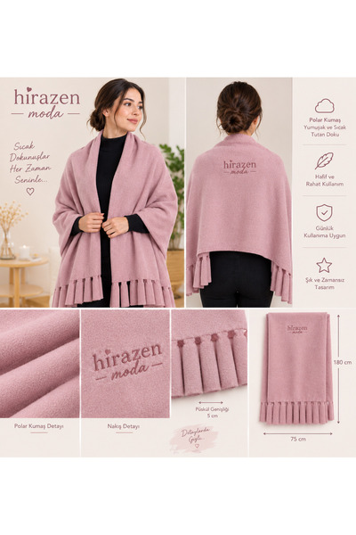 Hirazen Moda Kişiye Özel İsim Nakışlı Polar Şal, Kafe Restoran İşletme Şalı, ...