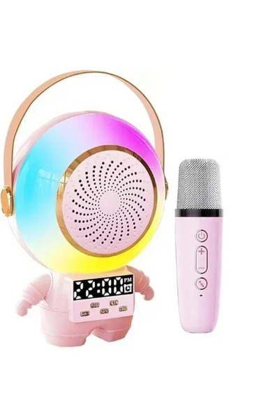 OEM Ασύρματο ηχείο Bluetooth - ρολόι με λαβή μεταφοράς, LED φωτισμό και 1 μικ...