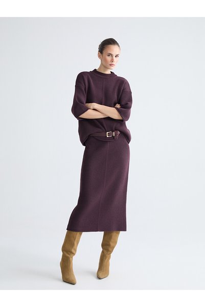 LC Waikiki Nevavm Farkıyla Lcw Vision Plum Knitwear Plain Long Women's Skirt
