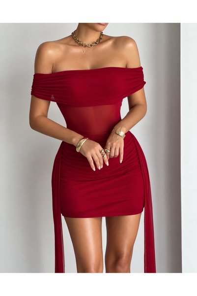 Elia Swimwear Rochie Mini Cu Tulle Burgundy Natasha