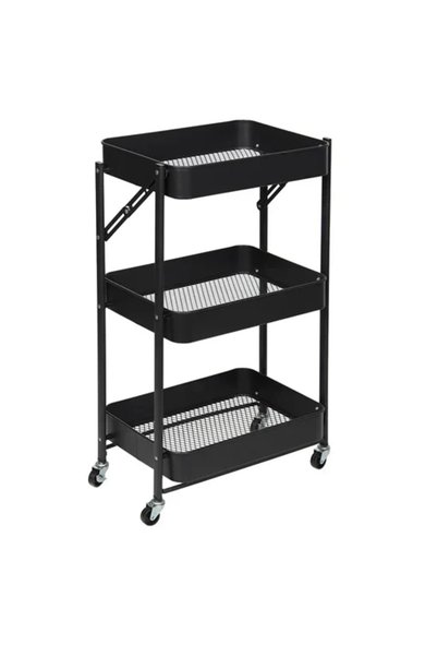 OEM Τρόλει κουζίνας μεταλλικό 3 θέσεων 40x30x76 εκ. σε μαύρο χρώμα