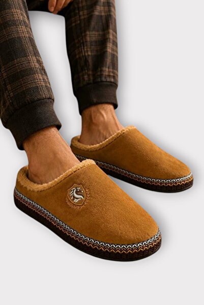Liger Men's Plush Warm Inner Lining Winter Comfortable Home Slippers Taba