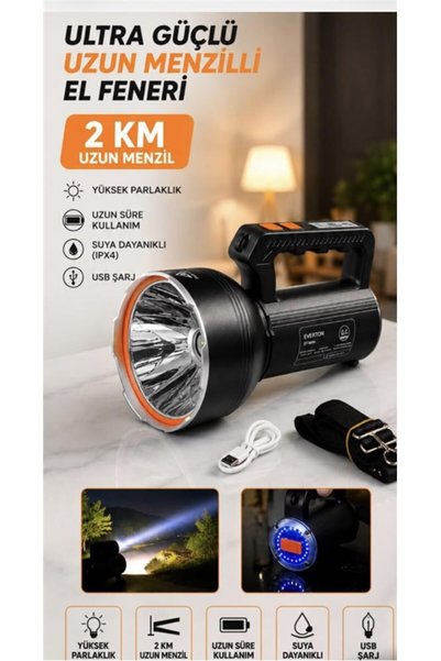 Everton Rt-698A Şarjlı Projektör 50w 5000lumen Şarjlı (15 Saat) Powerbank Öze...