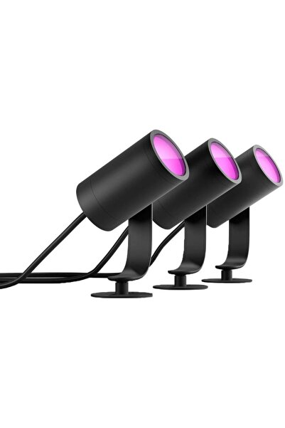 Philips Hue Lily Outdoor RGB LED Spotlights, 3-Pack, 24V, IP65, 3x8W