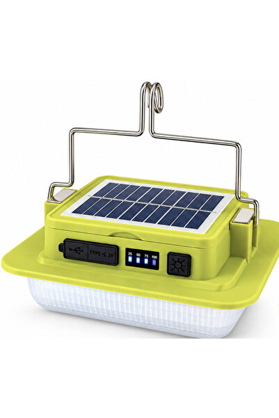 LILY Lampă de camping LED SMD de 229L cu panou solar, power bank USB și cârlig