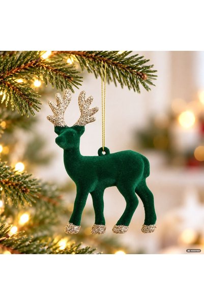 DD SHOP Dis caprioara catif verde 12,5cm - Ornamente Cerbi-Caprioare, Craciun