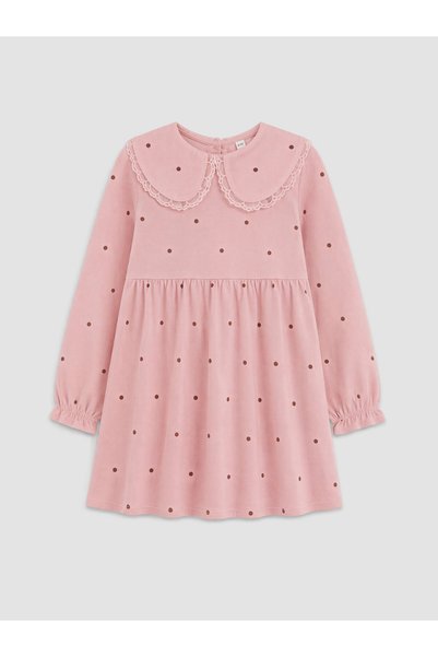 LC Waikiki Lcw Kids Pink Gabardine Polka Dot Girls' Dress with Nevavm Difference