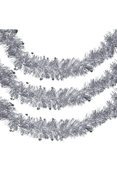 DD SHOP Beteală de Crăciun argintie, ghirlandă decorativă Tinsel, 3 m x 7 cm,...