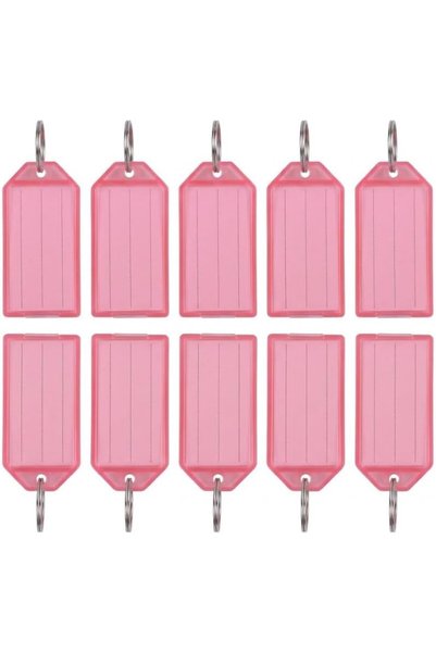 Generic 50 Pcs Durable Plastic Key Tags with Split Rings & Blank Paper Insert...