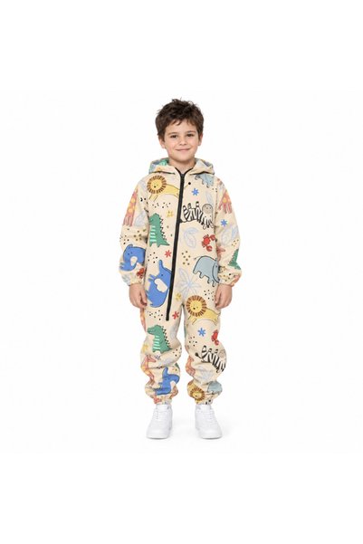 Kidizi Jungle Pals παιδική αδιάβροχη ολόσωμη φόρμα softshell με κουκούλα, 4-5...