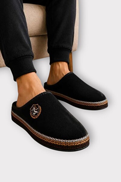 Liger Men's Plush Warm Inner Lining Winter Comfortable Home Slippers Black