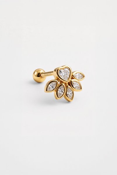 So CHIC... Diadem 18 Ayar Sarı Altın Kaplama Gümüş Conch-Helix Piercing