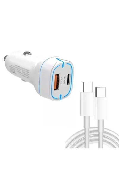 OEM Φορτιστής αυτοκινήτου 38W PD20W + QC3.0 USB με καλώδιο δεδομένων Type-C 1...