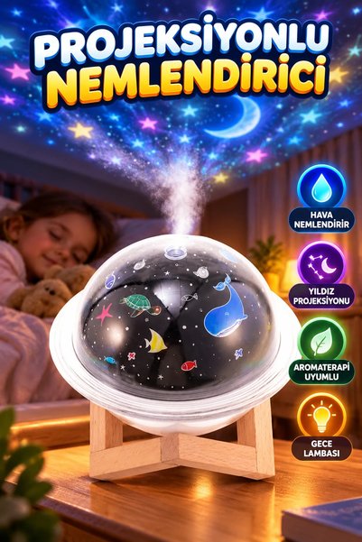 canrodi Projection Air Humidifier and Aromatherapy Night Light with USB Conne...