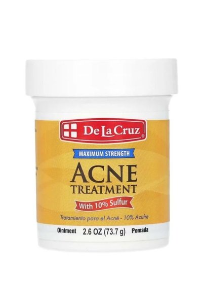 De La Cruz مرهم لعلاج حب الشباب يحتوي على 10% كبريت، أقصى قوة، 2.6 أونصة (73....