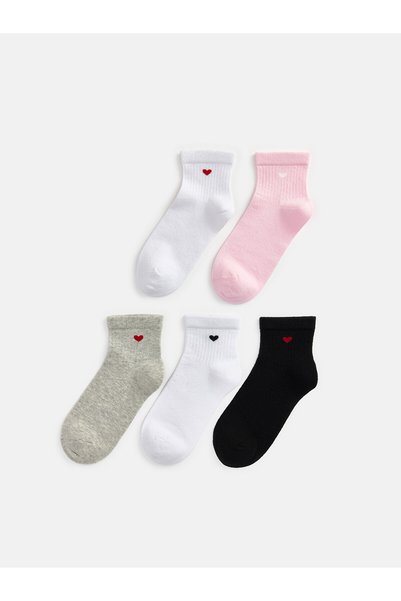 LC Waikiki Nevavm White Patterned Girls' Socks with a Difference
