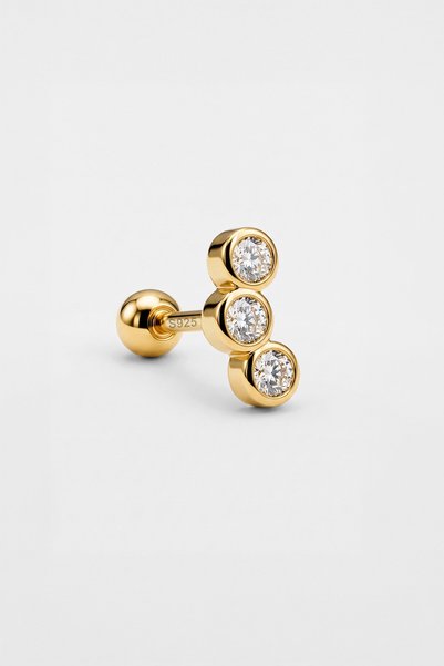 So CHIC... Maria 18 Ayar Sarı Altın Kaplama Gümüş Tragus-Helix Piercing