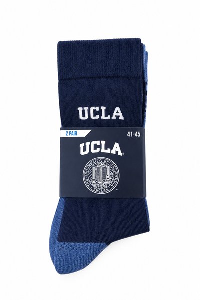 UCLA Drewson 2-Piece Navy Blue Gray Long Cotton Jacquard Standard Fit Unisex Socks