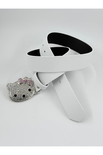 Aksabeltchokers 4.cm taşlı kitty tokalı kadın şık pantolon kemeri